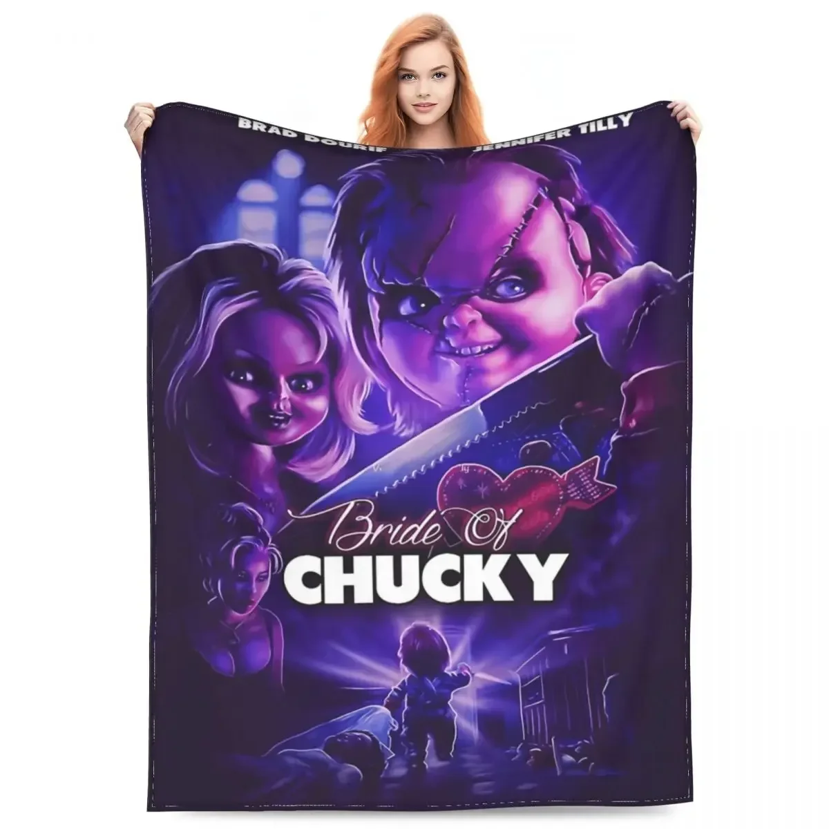 Manta de película de terror para niños, manta decorativa de terciopelo súper suave para oficina, Bride Of Chucky