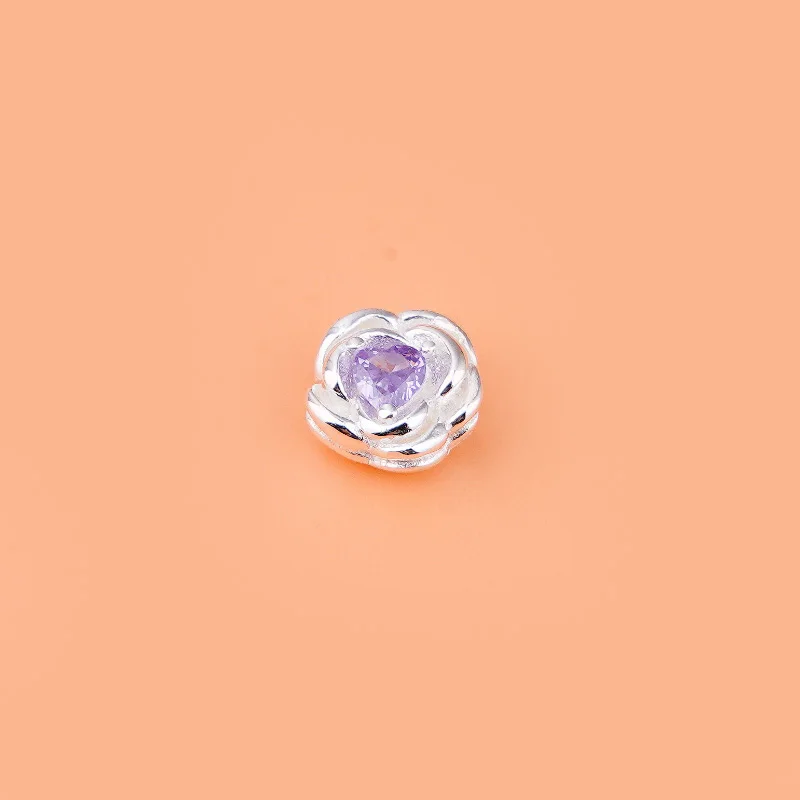 S925 Sterling silver microinset zircon colored rose beads handmade DIY bracelet necklace jewelry accessories for women