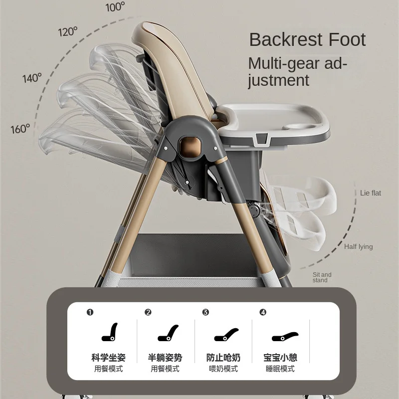 Multi Functional Scenario Use Baby Feeding Chair, Adjustable Height Baby Seat Chairs, Folding High Chair for Feeding Kids Chairs