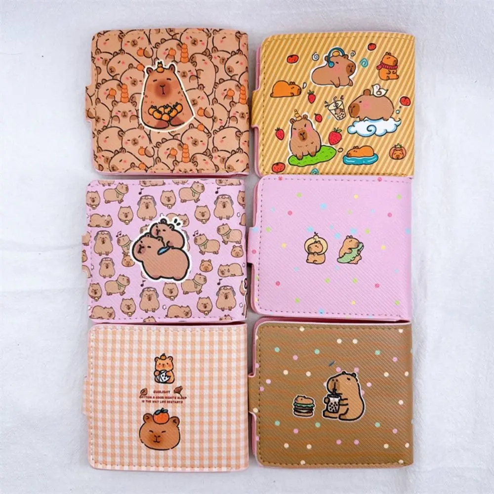 New Capybara Coin Purse PU Leather With Buttons Card Holder Mini Short Wallet Women Girls