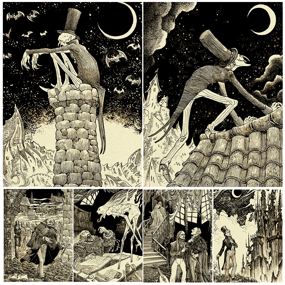 

Devil Vampire In Tuxedo Vintage Wall Art Canvas Painting Vagrant Vampire Life Art Poster Print For Living Room Decor Unframed