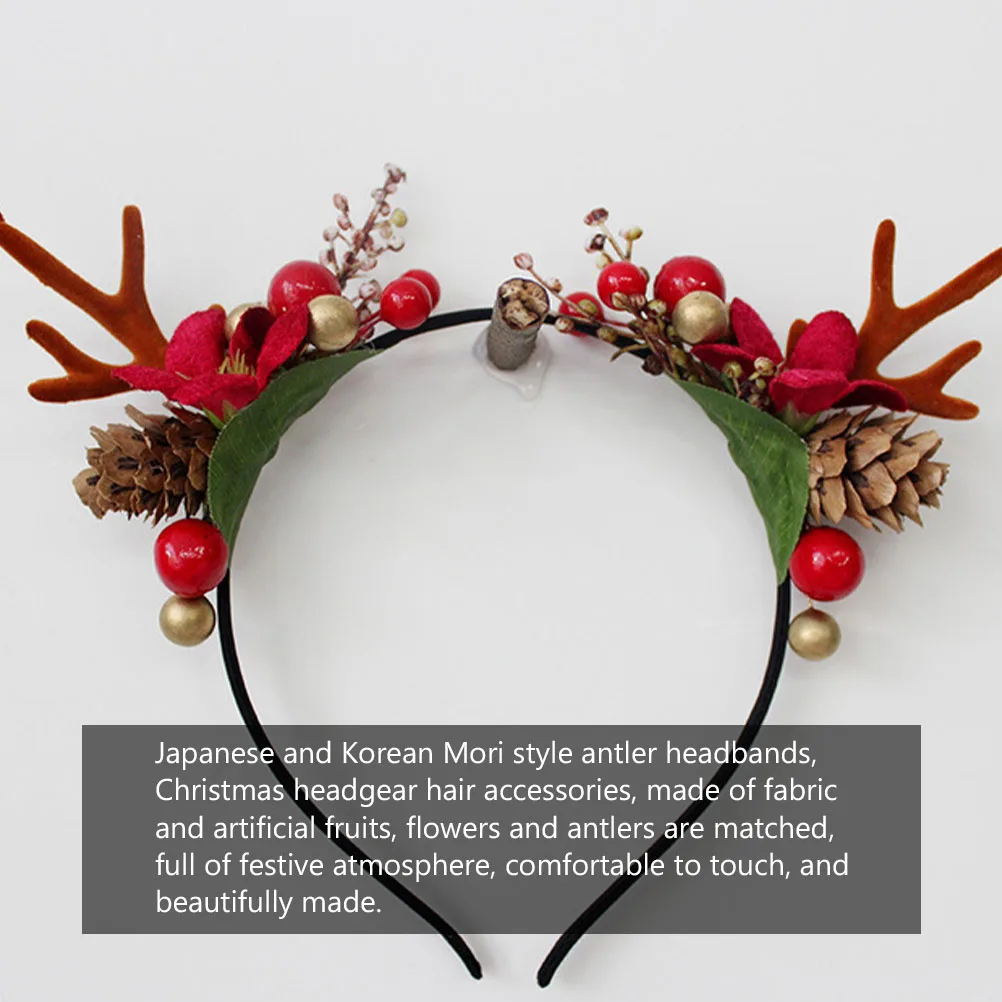 

1pc Christmas Reindeer Antler Hairband High Quality Durable Comfortable Festival Party Accessory Mori Style Elk Hair Hoop