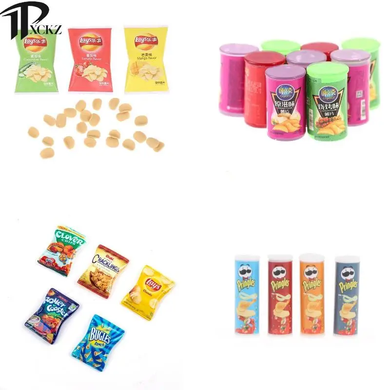 Dollhouse Miniature Potato Chips Mini Potato Chip Bottles Mini Kitchen Decorative Dollhouse Food Toys