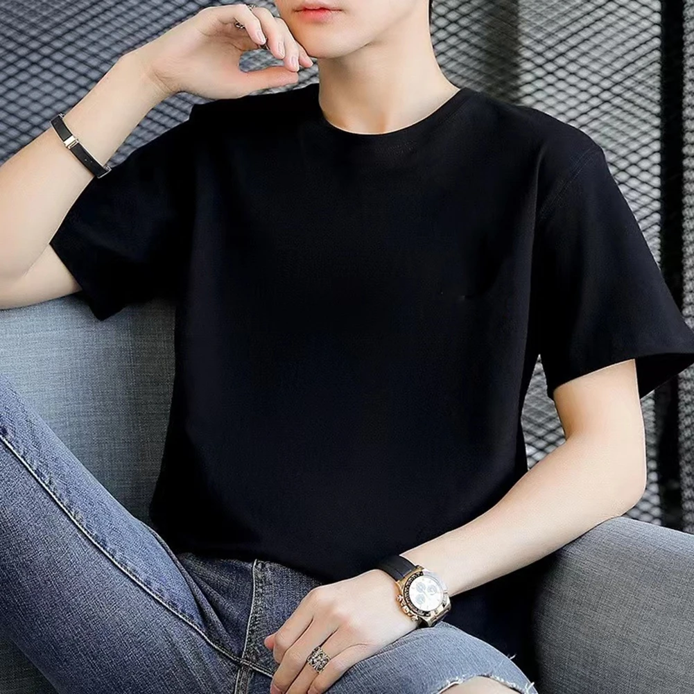 Camiseta sólida de manga curta masculina, Daily Oversized Tops, camiseta versátil, verão