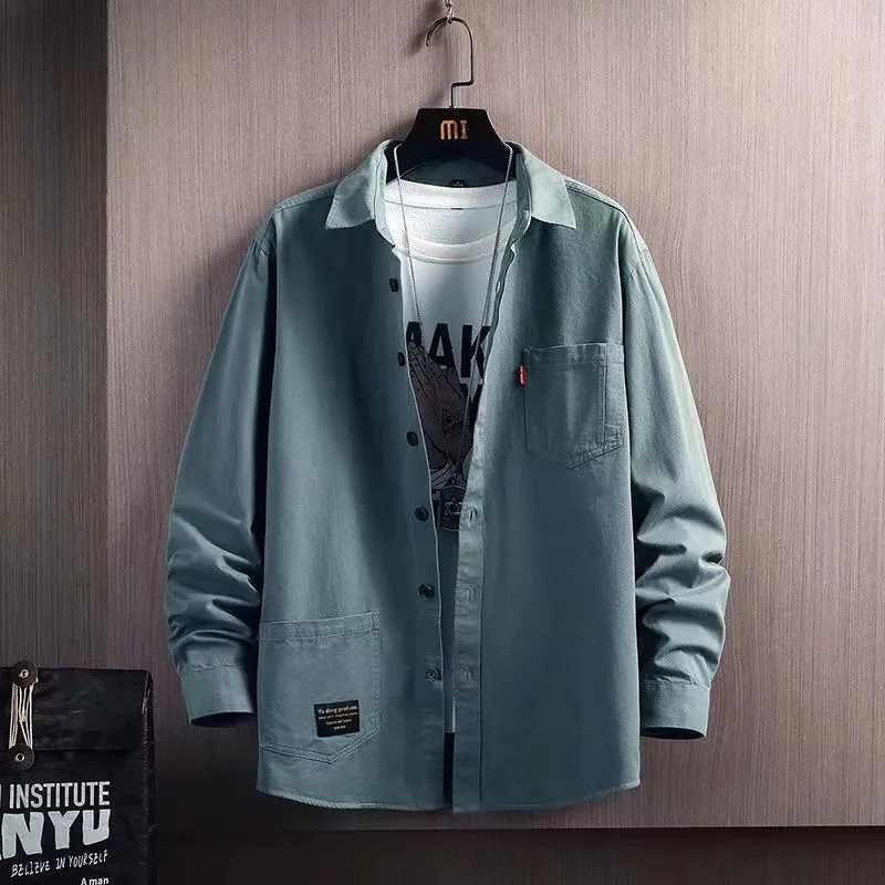 Long Sleeve Anti-Scald Wear-Resistant Casual Loose Pointed Collar Shirt for Men Summer Construction Workers Loose Fit Outerwear