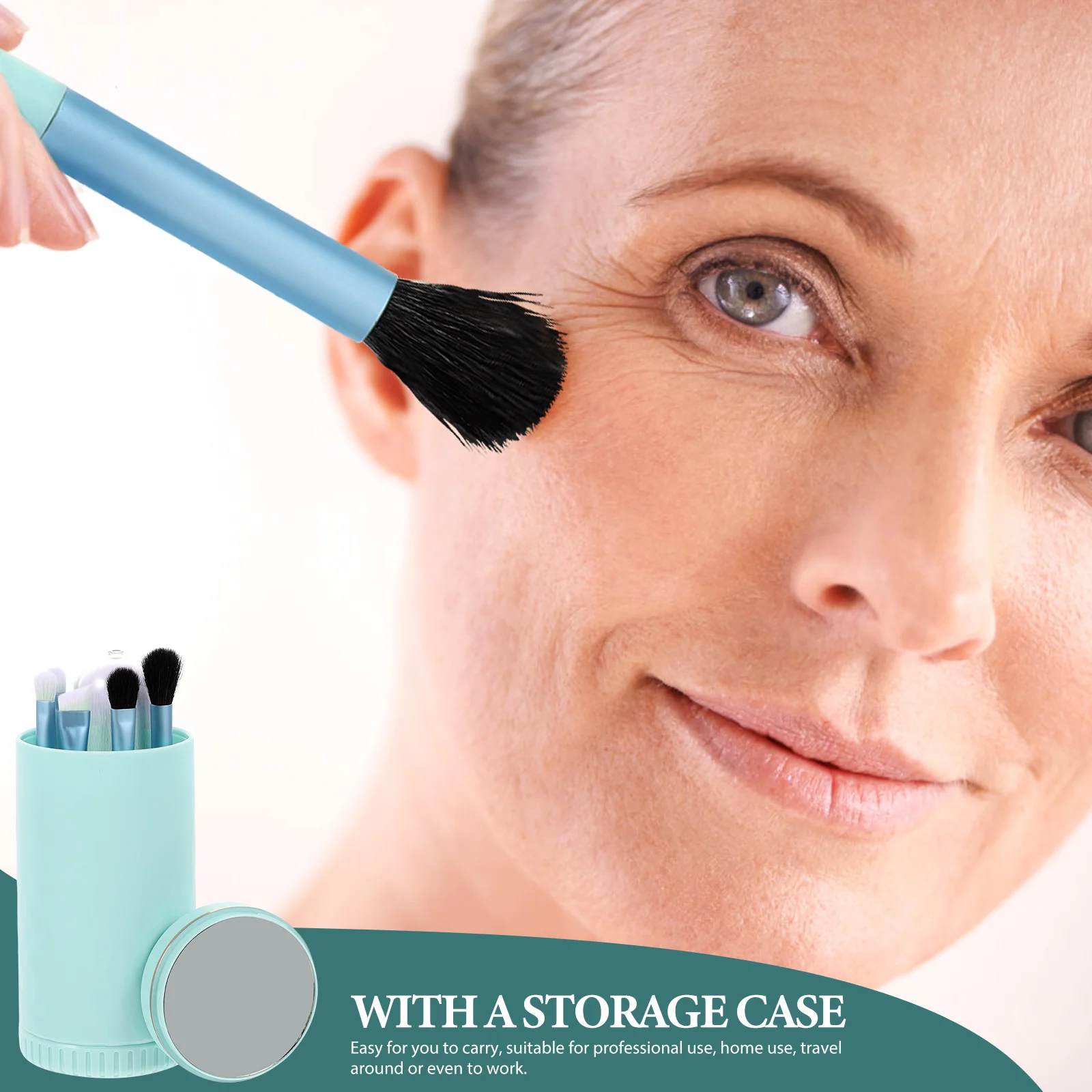 1 set di pennelli per trucco portatili Set di pennelli professionali per donne Applicatore per cipria in polvere per trucco da viaggio