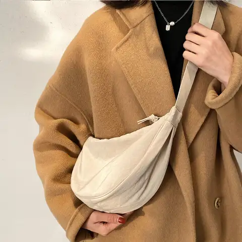 업그레이드 된 버전 심플한 디자인 여성용 메신저 백 나일론 호보스 소형 어깨 가방 빈티지 여성 소녀 지갑 천 핸드백