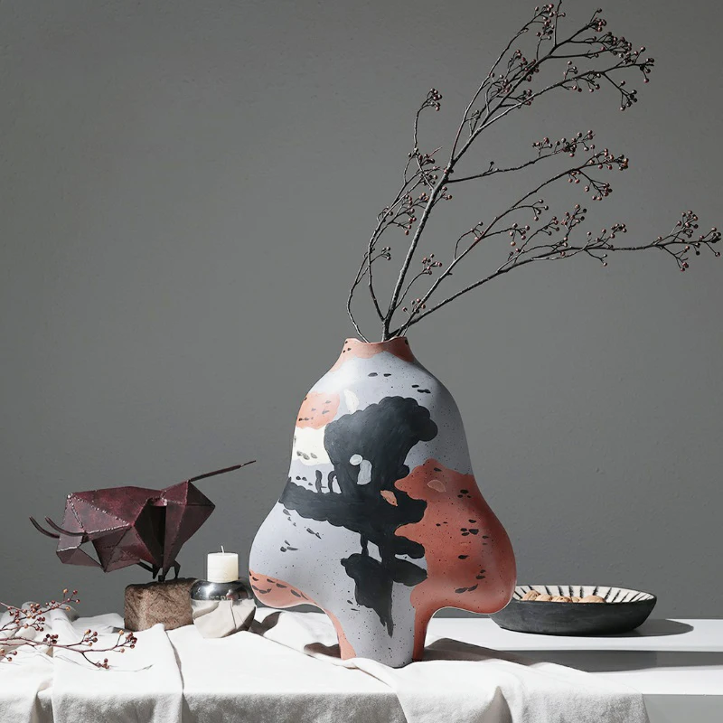 Современное абстрактное граффити, цветочное сосуд, украшение для отеля, гостиная, офис продаж, вилла, ваби-саби, стиль, ваза для рукоделия из смолы