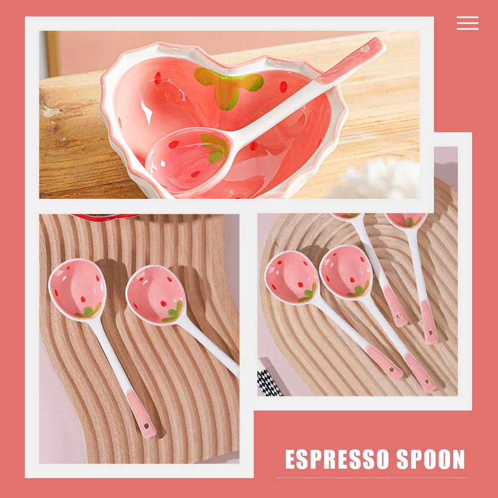 

3 Pcs Ice Cream Spoon Ceramic Dinnerware Dessert Spoons Soup Small Coffee Scoops