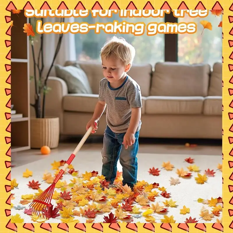 A008 Children's Rake With Hardwood Handle And Cute Rake For Children, Garden Tool For Children Over 3 Years Old