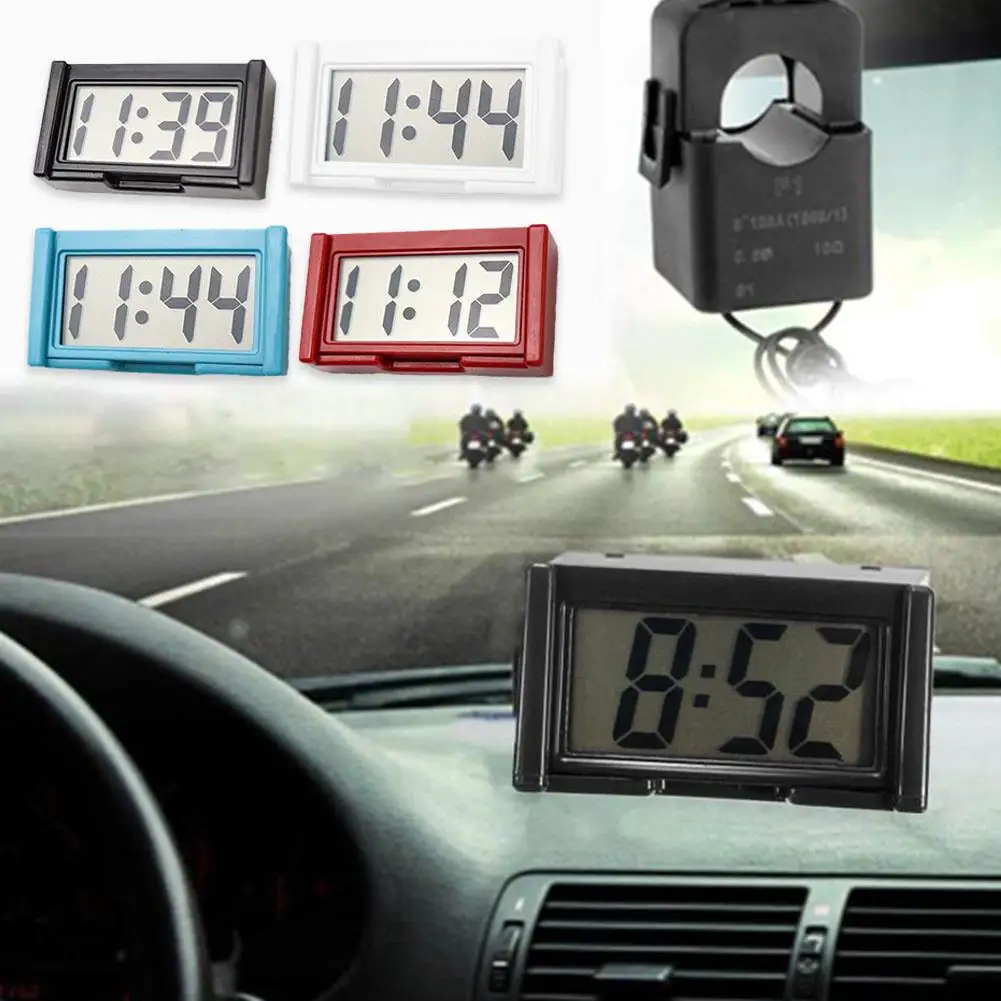 Relógio eletrônico para painel de carro, display digital eletrônico, relógio digital autoadesivo, acessórios para carro