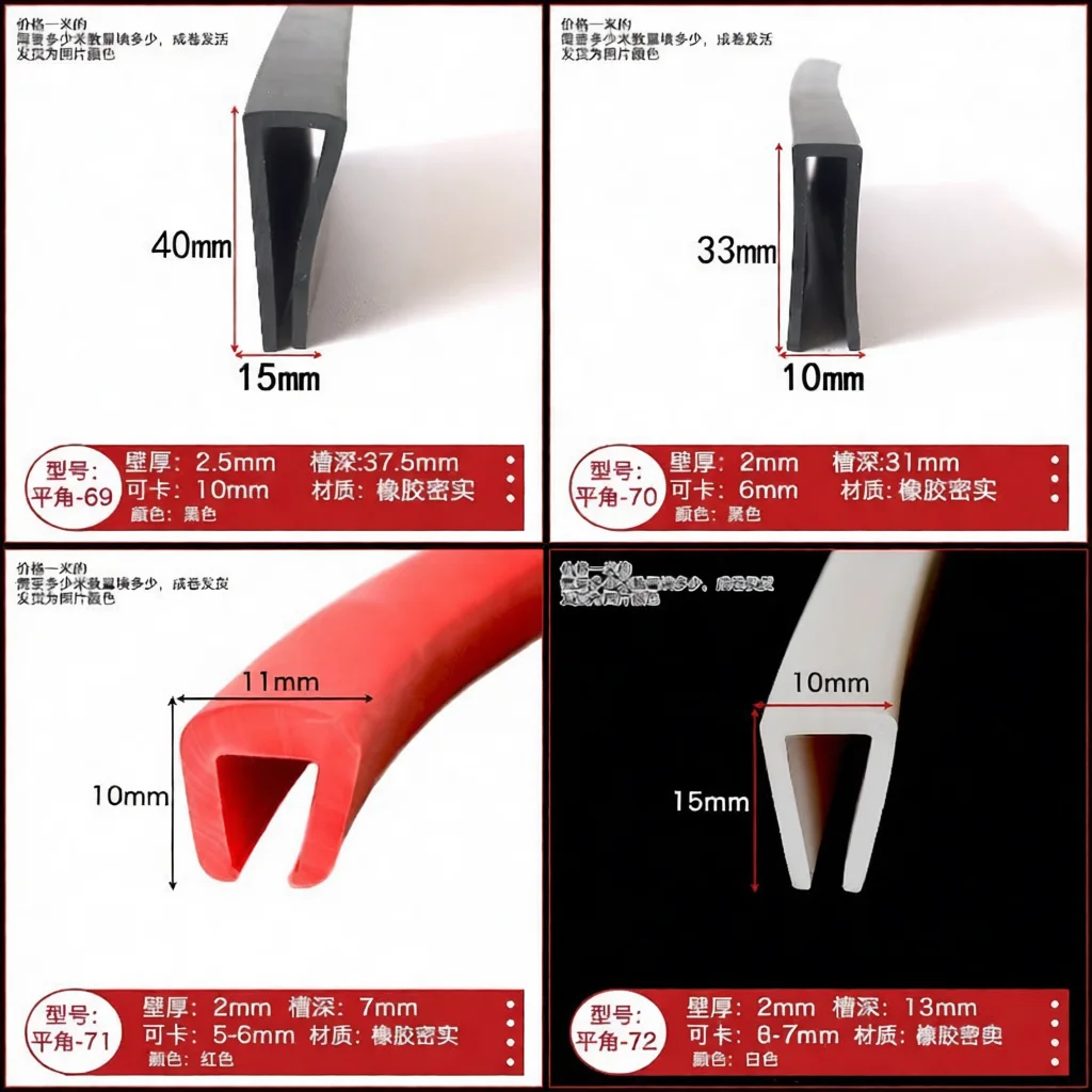 Flexible U Trim Seal Strip Protective Rubber Guard For Sharp Metal Plate Edges Electrical Panel Cabinet Durable Weather Seal