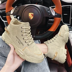 Men Boots Outdoor Work & Safety Shoes For Men Comfort Classics Ankle Boots High Sneaker Fashion Leather Shoes