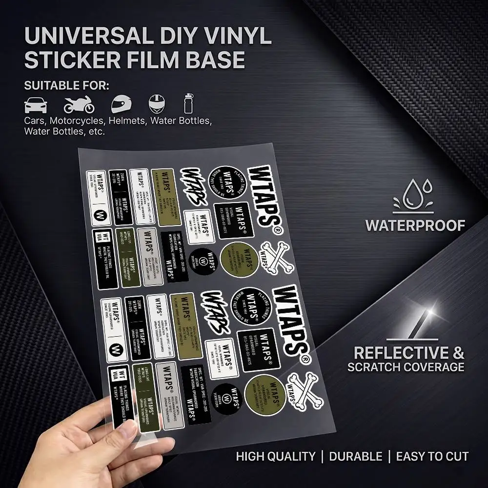 W-wTaPs-S All Purpose Reflective Waterproof Scratch Blocker Decal Car Bike Helmet Cup Refrigerator Decorative Stickers