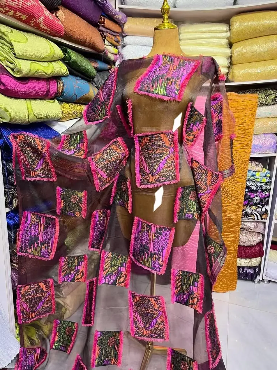 

New Style Colorful African Jacquard Lace Fabric 2026 High Quality Brocade Damask Lace Fabric For Nigerian Party Dress KCW2609