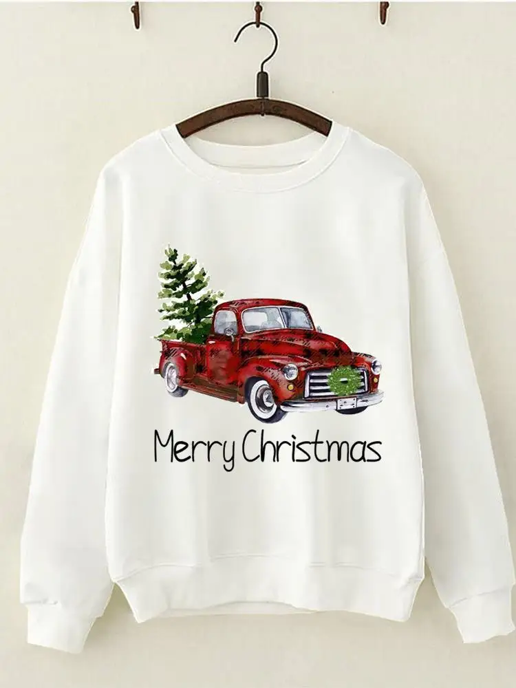 

Tree Watercolor Style 90s Graphic Sweatshirts Christmas Fashion Clothes New Year Casual Print Women Wear Clothing Pullovers