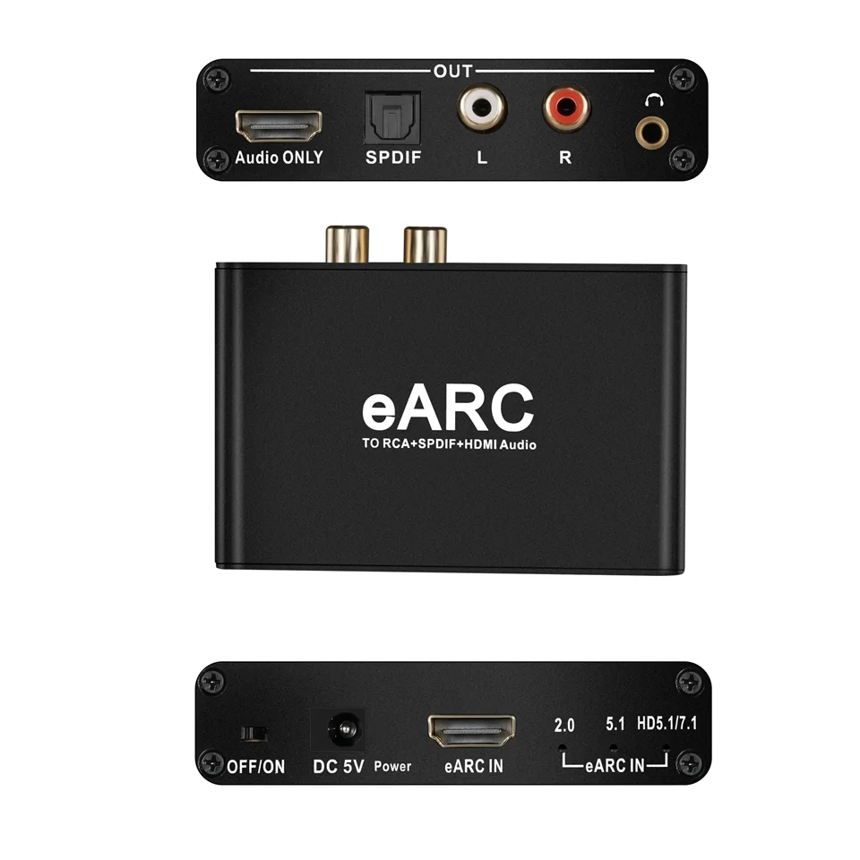 HDMI EARC ARC مستخرج الصوت 192 كيلو هرتز EARC إلى RCA محول صوت رقمي إلى تناظري محول لـ DTS Dolby Atoms AC3 LPCM Fiber #5