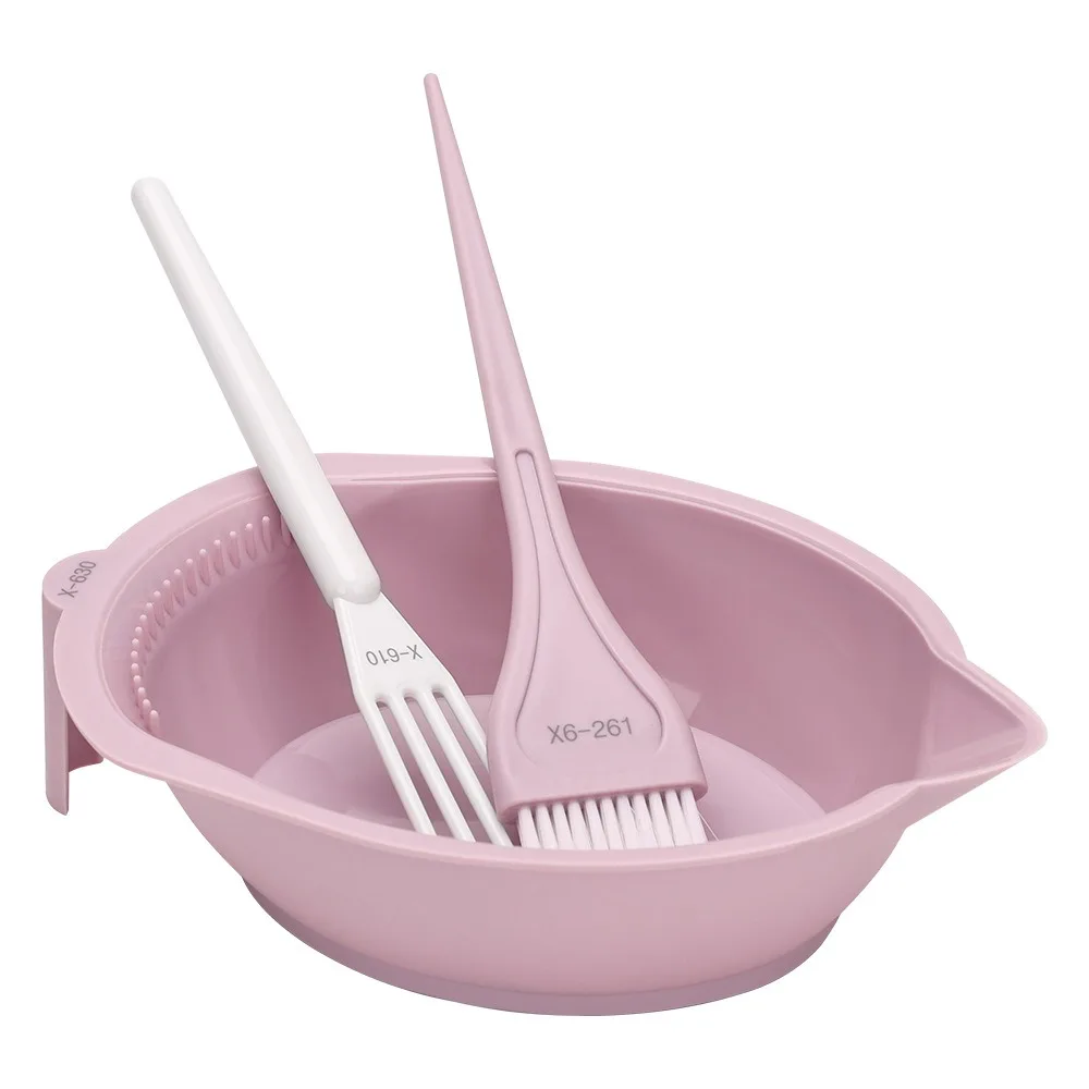 3PCS Hairdressing Professional Hair Dyeing Kit Anti-slip DIY Multi-Color Mixing Bowl Brush Durable Portable Hair Coloring Kit