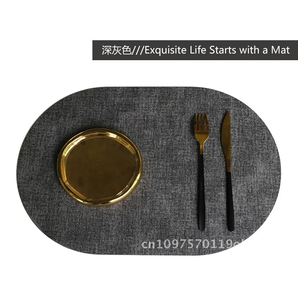 Leder-Tischset, oval, leicht, luxuriös, wasserdicht und ölbeständig, Hotel-Restaurant, westliche Lebensmittelmatte, wärmeisolierte Esstischmatte