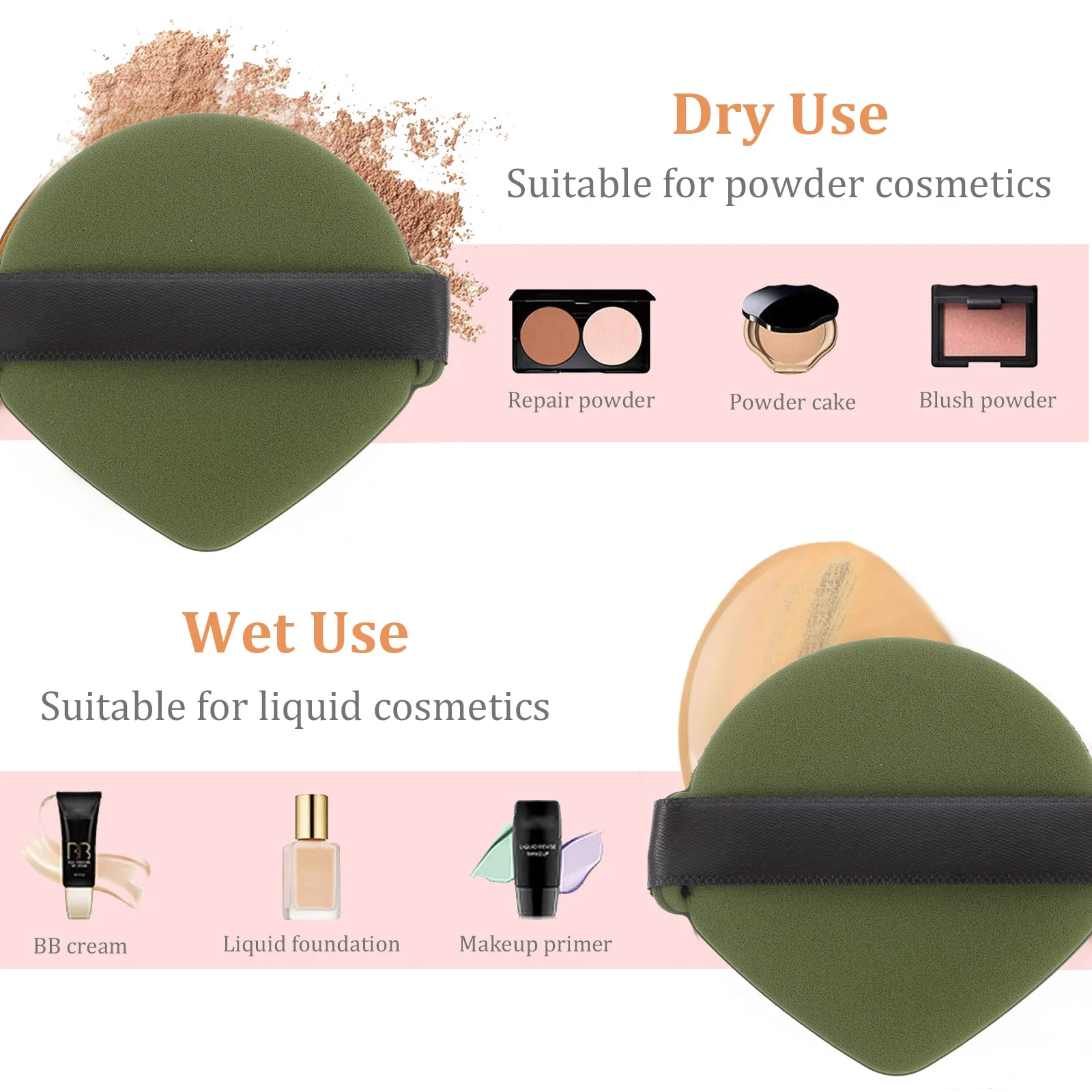 7 個両面パウダーファンデーションスポンジウェットドライ使用メイクアップツールルースフェイスパウダー