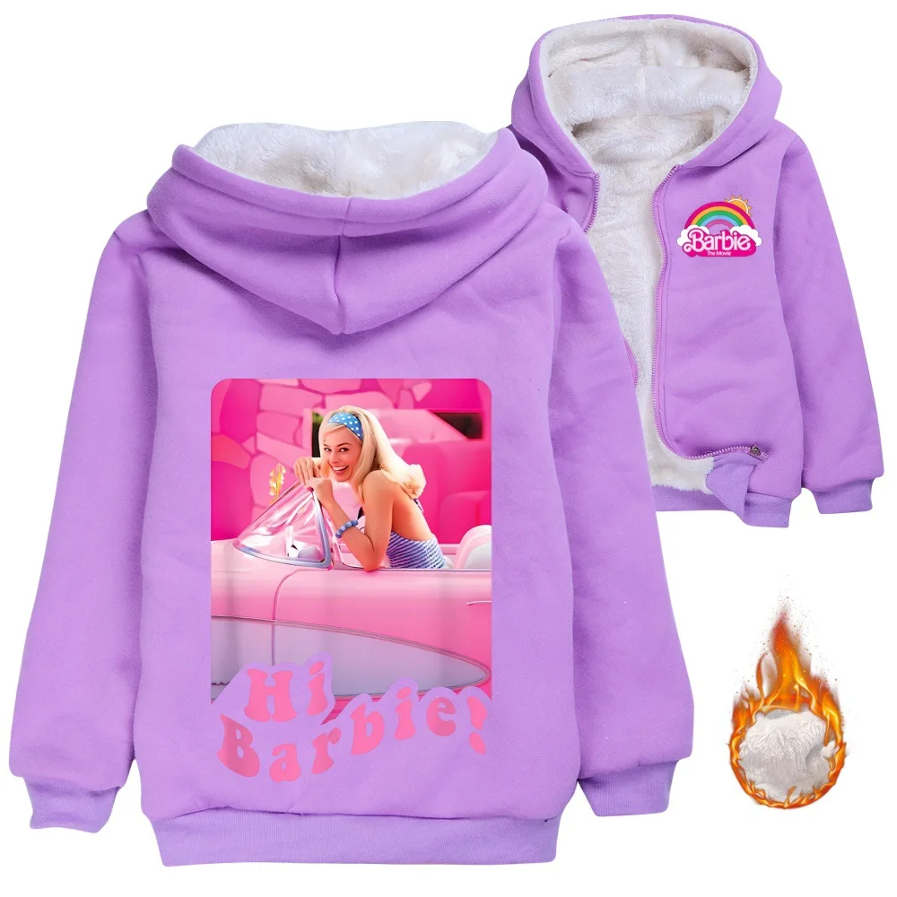 MINISO Barbie The Movie Zipper Thick Coat for Boys and Girls Winter Coat Christmas Best Gift Tiny Cottons Kids Winter 2024