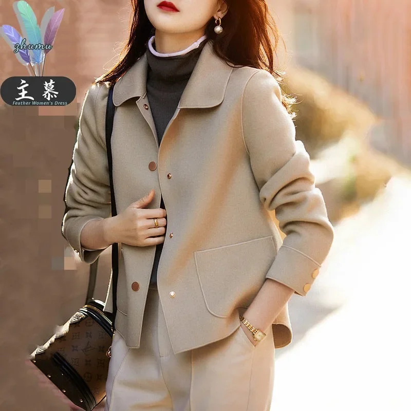 Simple Tweed Short Jacket Women Autumn Winter New Loose Versatile Wool Top