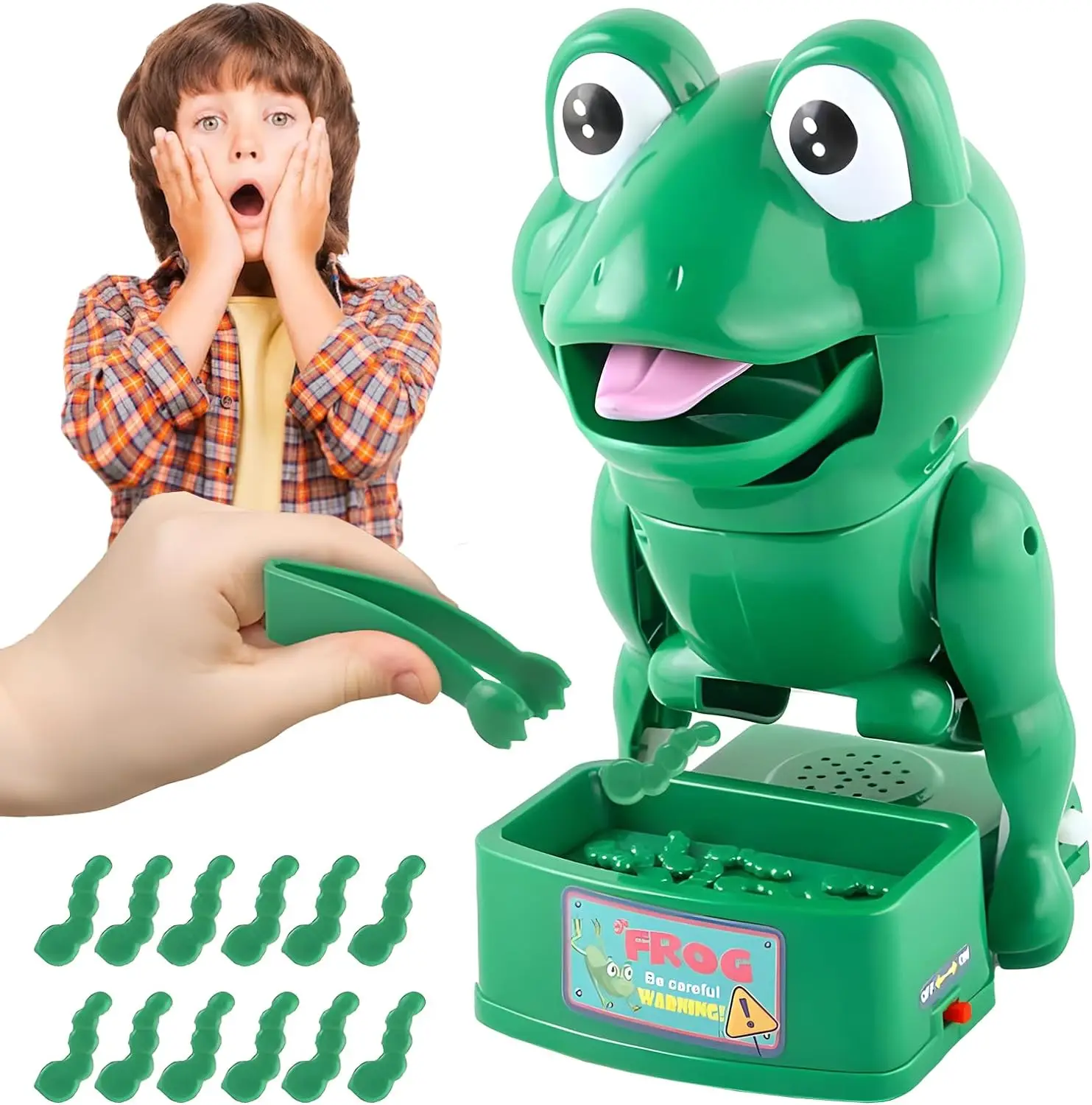 

Tricky Frog Biting Finger Toy,Strange Funny Decompression Bone Biting Frogs Toys,Funny Family Party Tabletop Board Tricky Game