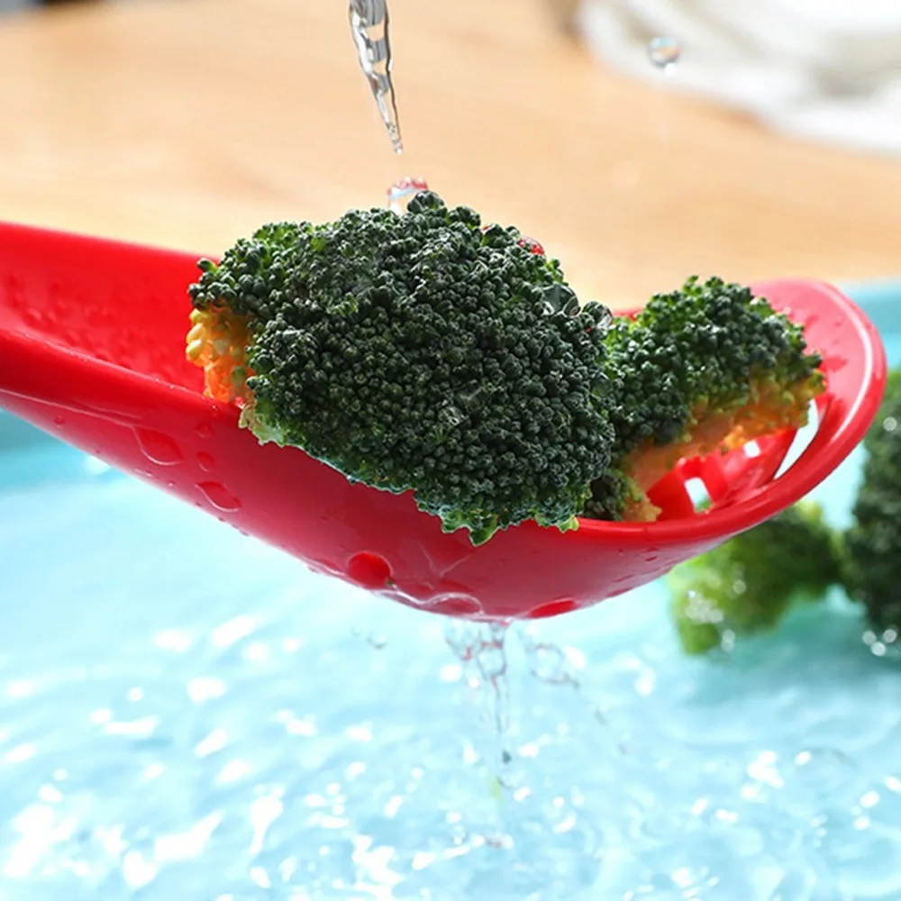 2Pcs PP Filter Spoon Uniform Filter Holes Multifunctional Strainer Scoop Heat Insulated Handle Smooth Burr Free Draining Skimmer