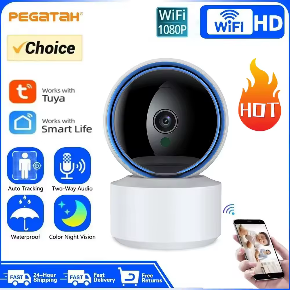 מצלמת IP WiFi ברזולוציה של 5 מגה פיקסל עם מעקב לתינוקות 360 ° זיהוי תנועה PTZ 2 דרך אודיו ראיית לילה תומך בפרוטוקול פרטי TCP/IP/ONVIF