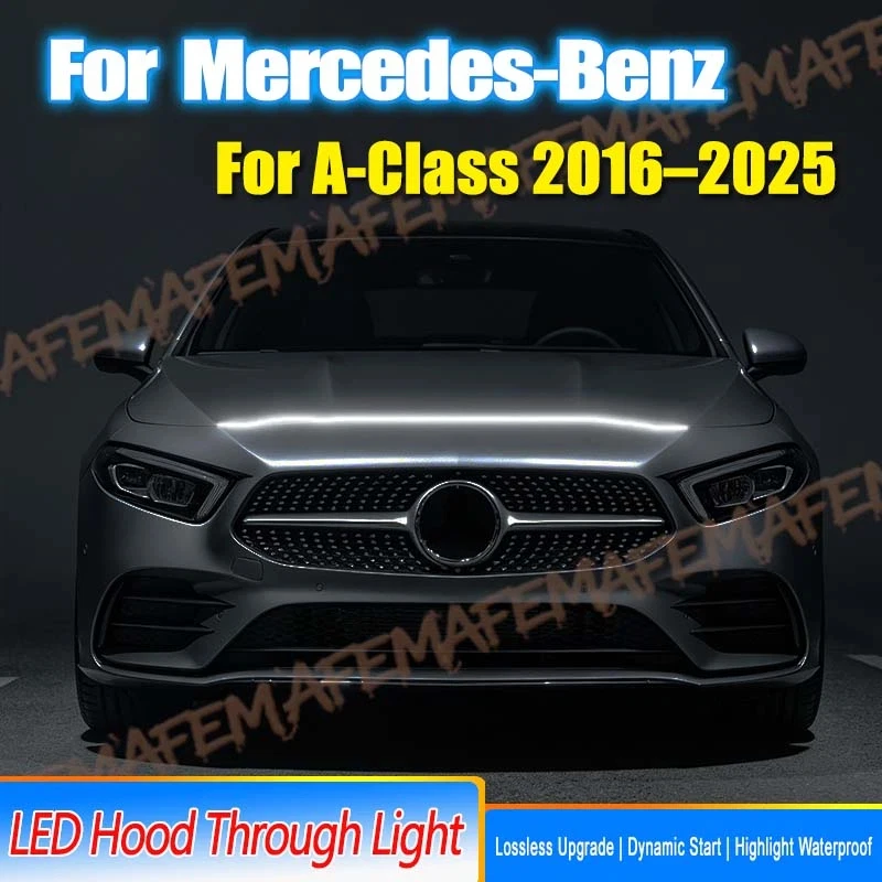 Car Engine Hood Decorative Light Bar Waterproof DRL LED Strip For Mercedes-Benz A-Class 16-25 Daytime Running Light Start-Scan