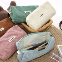 Neceser de viaje con cremallera para mujer, bolsa organizadora para estudiantes, bonita, de pana coreana, para cosméticos, pequeña, para maquillaje