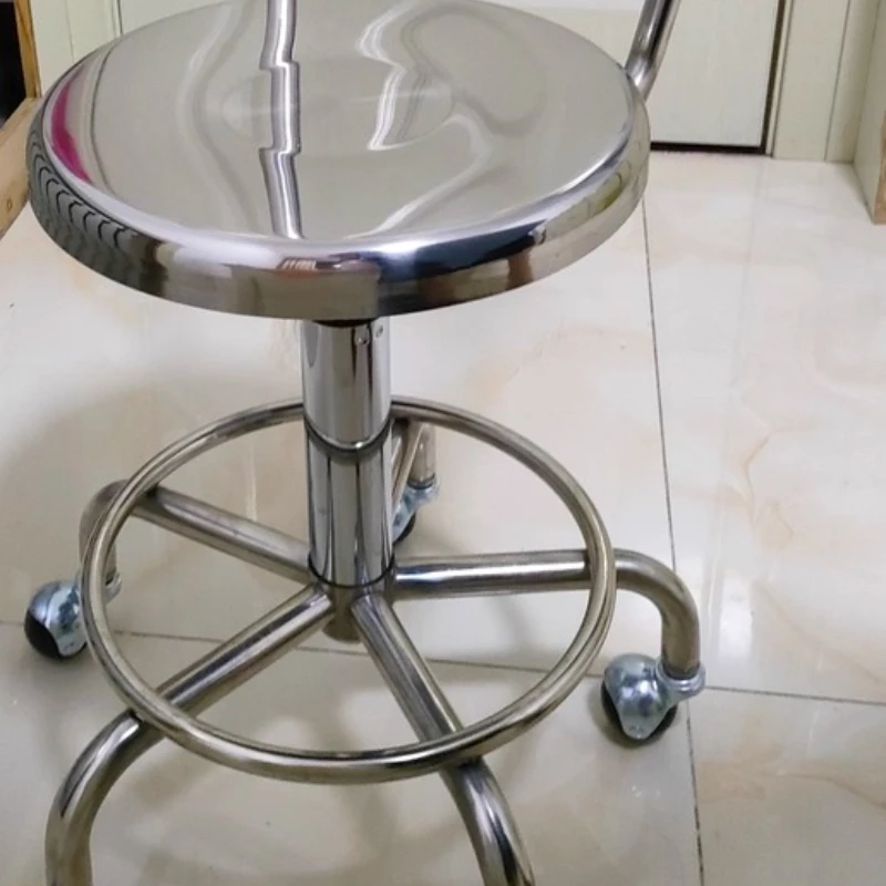 Stainless Steel Adjustable Height Stool Simple Lab Chair with Backrest Barber Chair for Salon Heavy-Duty Lifting Bar Stools