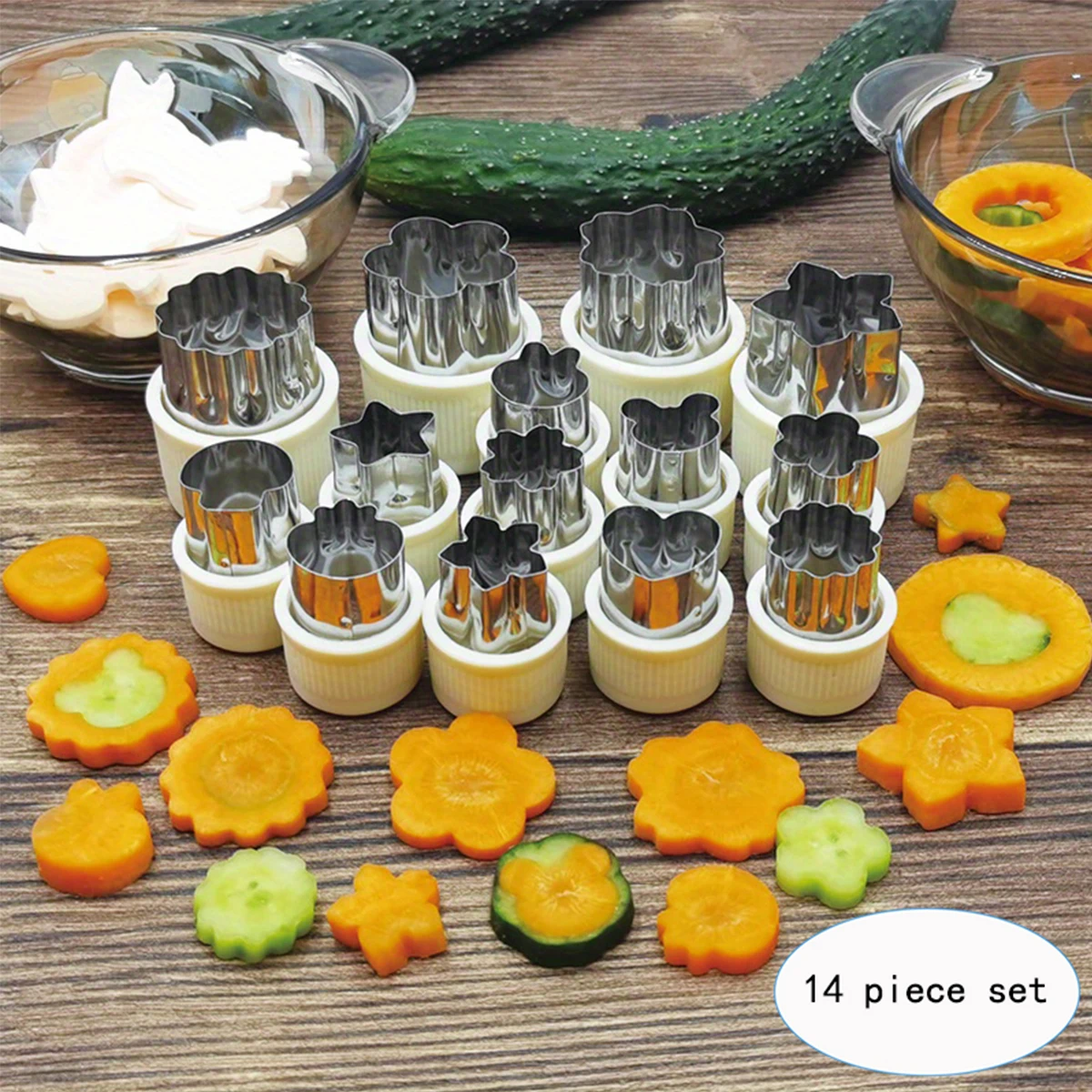 4/5/10/14 Piece Stainless Steel Vegetable and Fruit Shaping Cutting Mold, Fruit Salad Making Cutter, Vegetable and Fruit Embossi