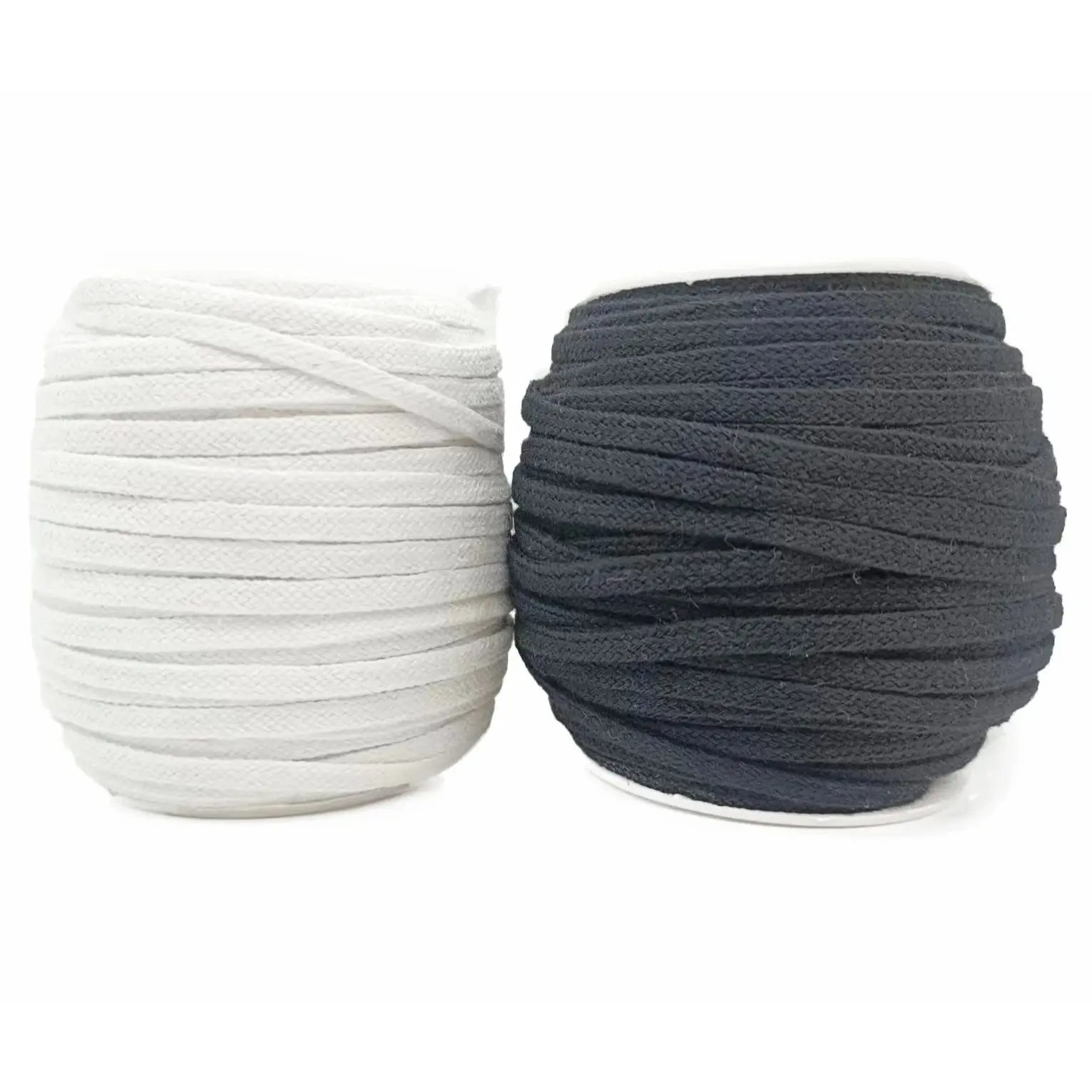 6mm Colorful Flat Cotton Double-Deck Hollow Ribbon Cord for Waistband Drawstring Lanyard DIY Sewing Craft Shoe Laces