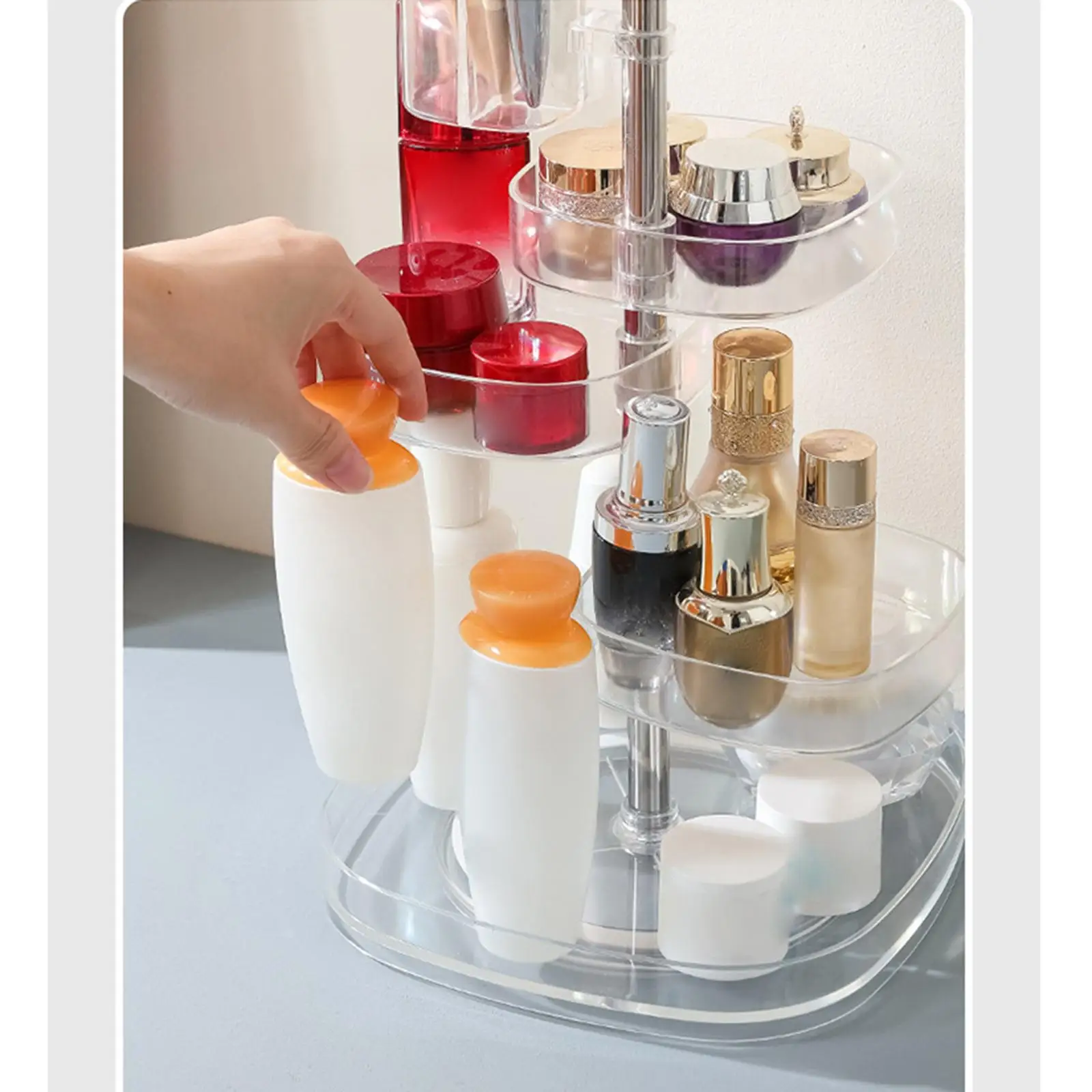 Adjustable Makeup Organizer with Rotating Feature for Brushes, Vanity, and Bedroom Storage