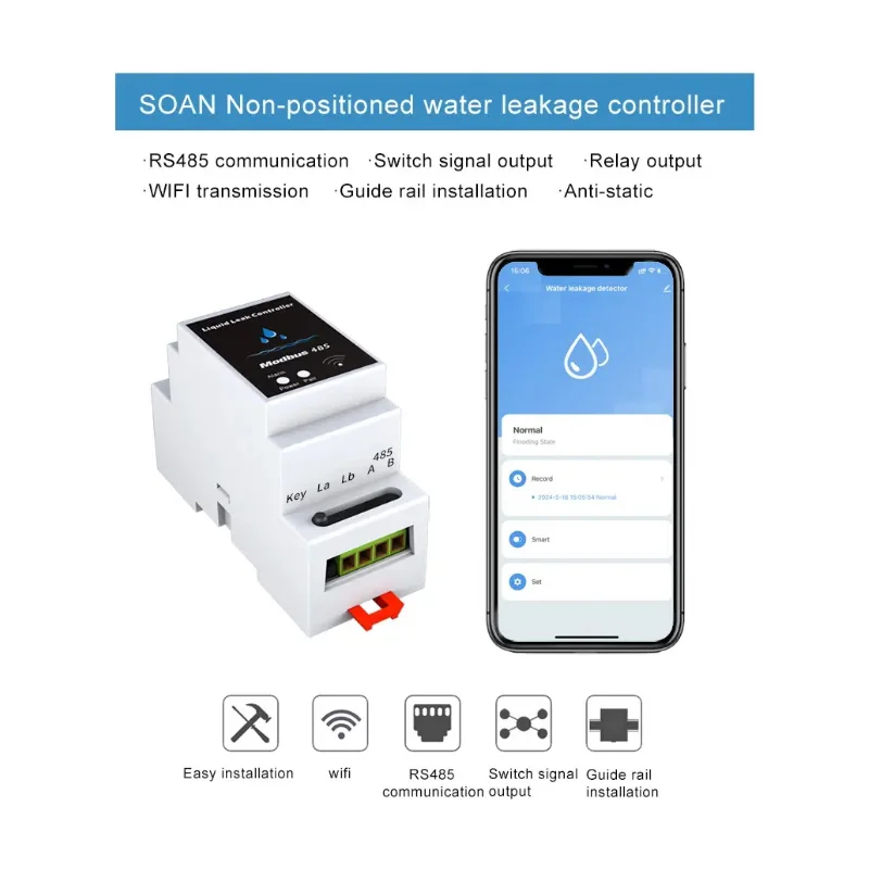 Semiconductor Workshop Water Leak Sensor Leakage Detection Ropes Detectors Alarm Device Oil Detection Wifi Tuya APP Equipment