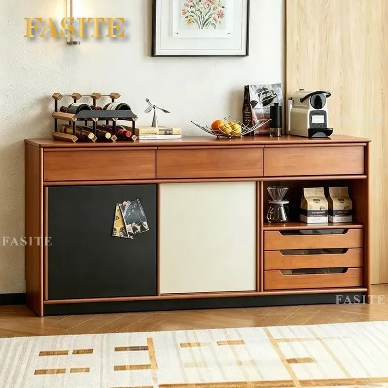 Mid Century Modern Solid Wood Sideboard Cabinet for Living Room Dining Entryway Storage Console Table with Doors Shelf Unit