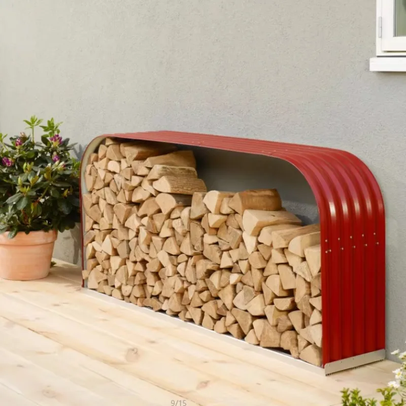 صندوق رف خشبي من الفولاذ المجلفن منظمة الحطب تخزين سقيفة الحديقة بسهولة تخزين الحطب المعدني مقاوم للقوارض صديق للبيئة #5