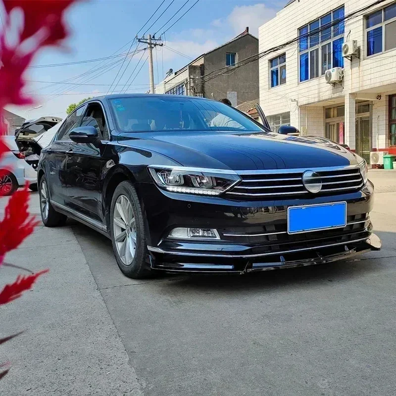 For Volkswagen Passat B8 2014-2019 High Quality Glossy Black Carbon Look Car Front Bumper Lip Diffuser Spoiler Splitter Body Kit