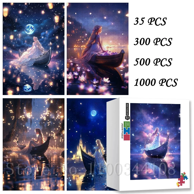 Disney Princess Jigsaw Puzzles for Adults Decompressing Game Toys Boat Lake Cartoon Puzzles New Year Handmade DIY Gift