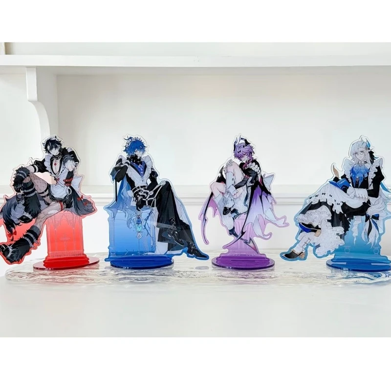 4Pcs/Lot Maid Outfit Acrylic Standee Durin Neuvillette Kyryll Chudomirovich Flins Peruere Father Butler Style Figure Table Decor