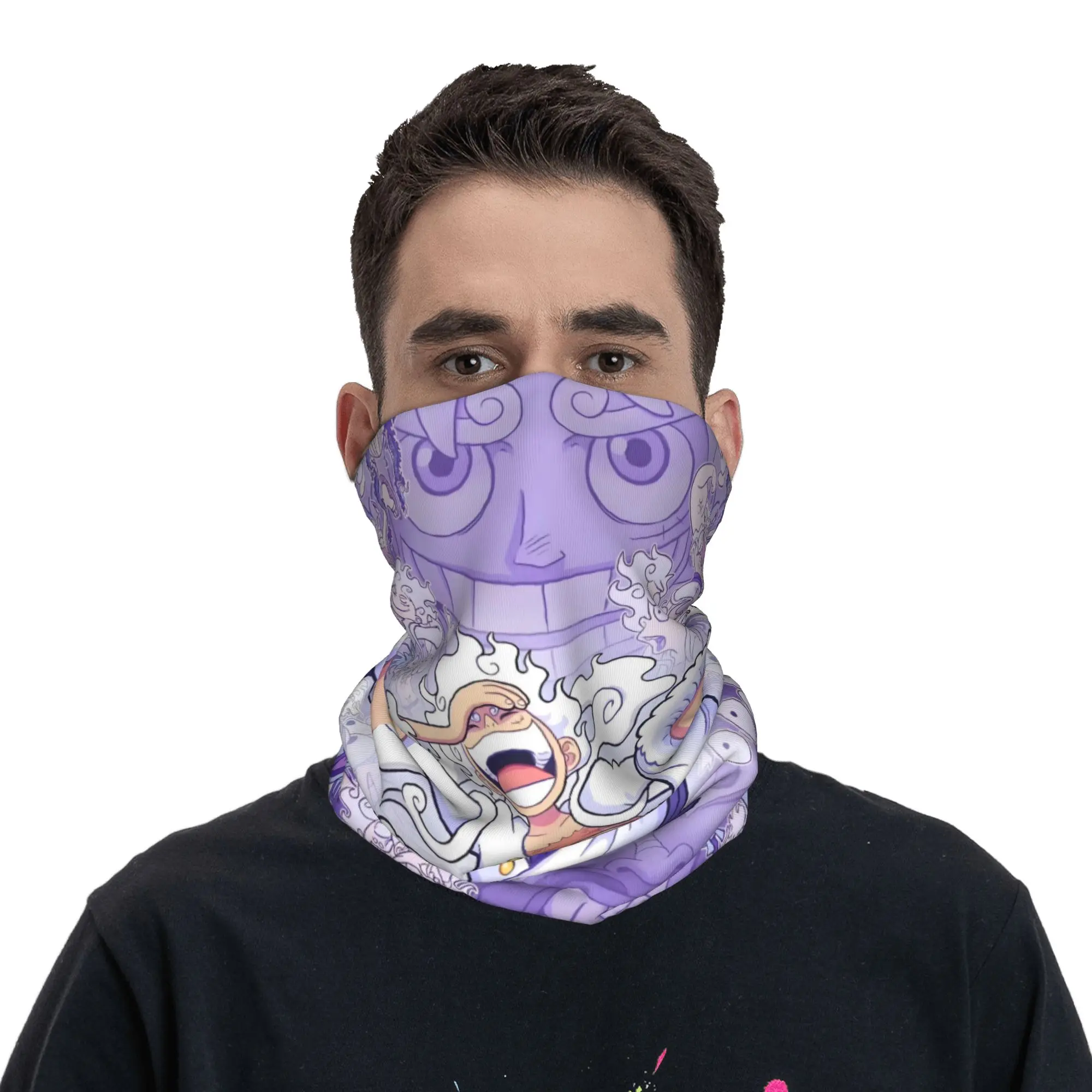 Custom One P-Pieces Luffy Cartoon Bandana Neck Gaiter for Ski Cycling Women Men Wrap Scarf Gear 5 Balaclava Warmer