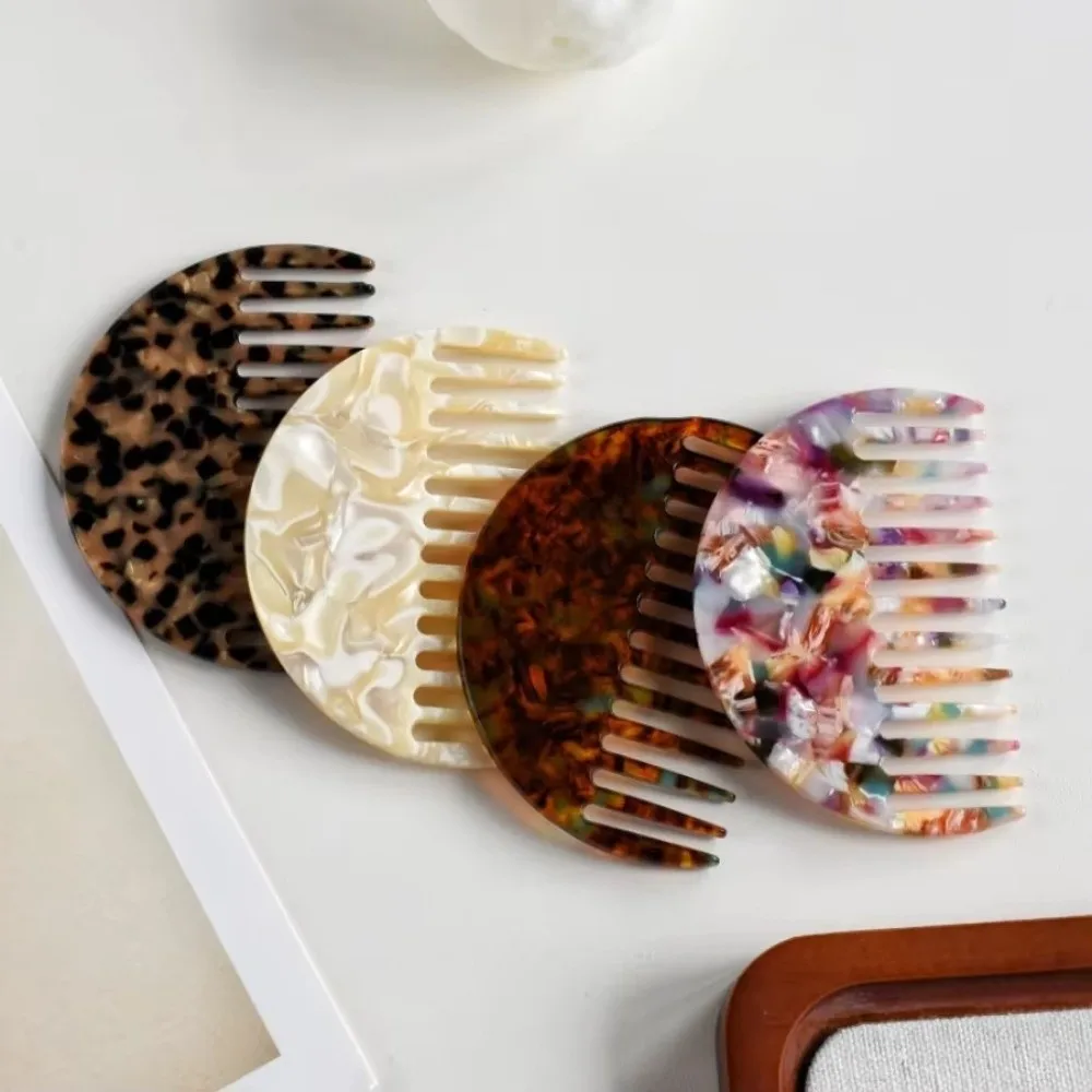 Half-Round Hair Straightening Comb Multicolor Portable Acetate Styling Hairbrush for Everyday Grooming Travel Men and Women