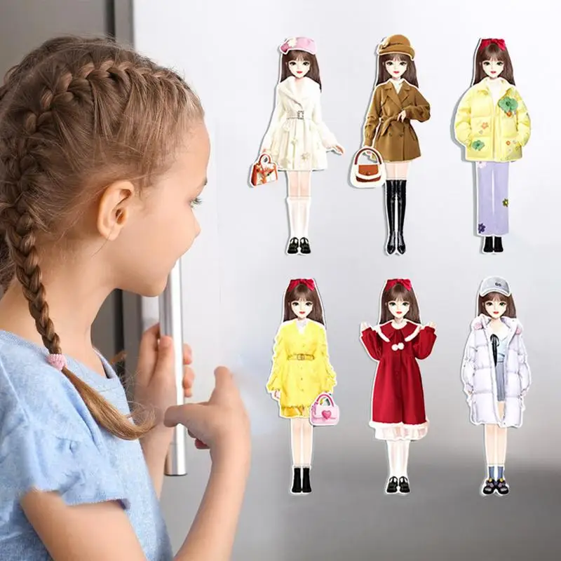 Magnetic Doll Dress Up Kits Costume Dress Magnetic Princess Paper Dolls Cutouts Magnet Clothes Puzzles Creative Fashion Dress Up