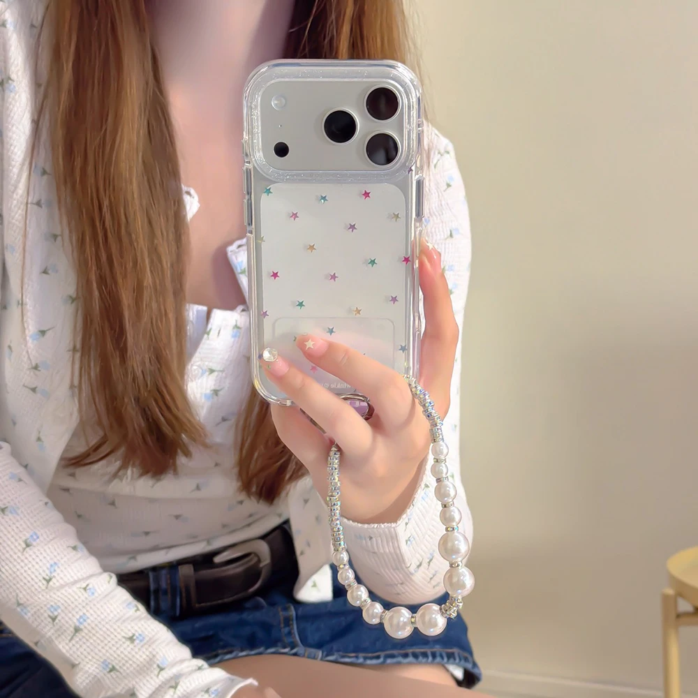 Glitzernde, glänzende Sterne, IMD-Transparente Rückseite für iPhone 17 16 18 Pro Max 13 14 15 Promax, INS-Schutz, stoßfeste Handyhülle – Detail 6
