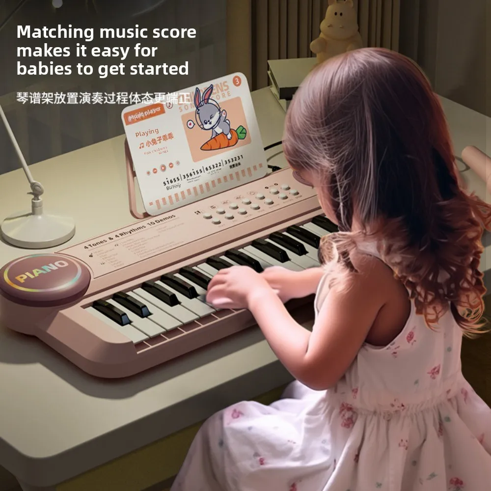 37 Keys Kids Electronic Piano Multifunctional Music Score Electronic Organ Singing Songs with Microphone Children Piano Gifts