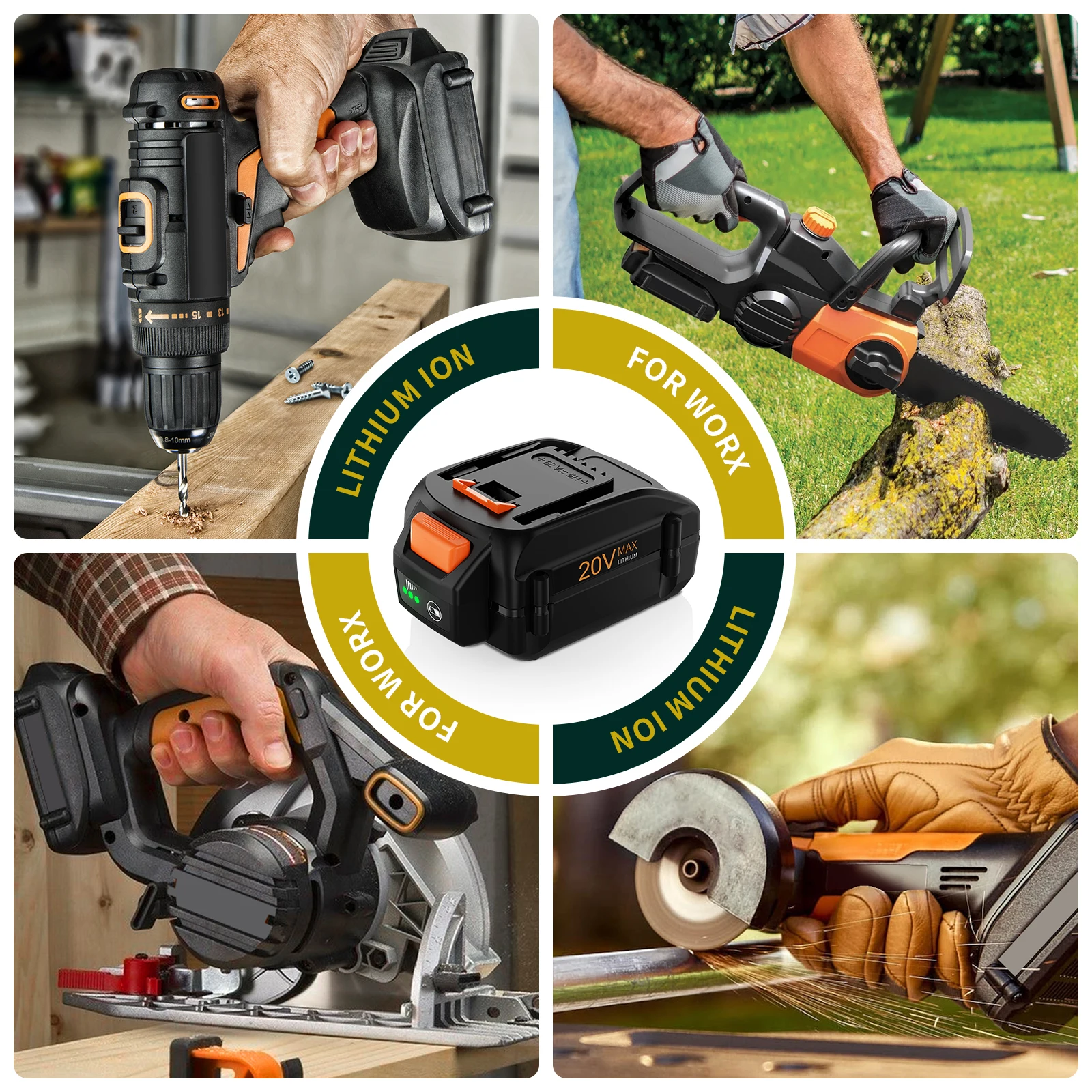 Akumulator 6500mAh 20V do WORX WA3520, zamiennik do WA3520 WA3525 WA3522 WA3512 WA3575 WG547, akumulator do elektronarzędzi WORX — zdjęcie produktu 6