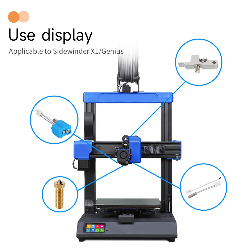 Para artilharia sidewinder x1/x2 genial hotend silicone meia termistor tubo de aquecimento bloco calor garganta vulcão bocal extrusora