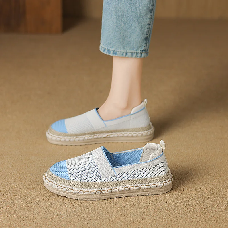 صياد أحذية النساء 2025 جديد الصيف تنفس شبكة أحذية أمومة بكين القديمة القماش أحذية لينة وحيد حذا فردي للسيدات