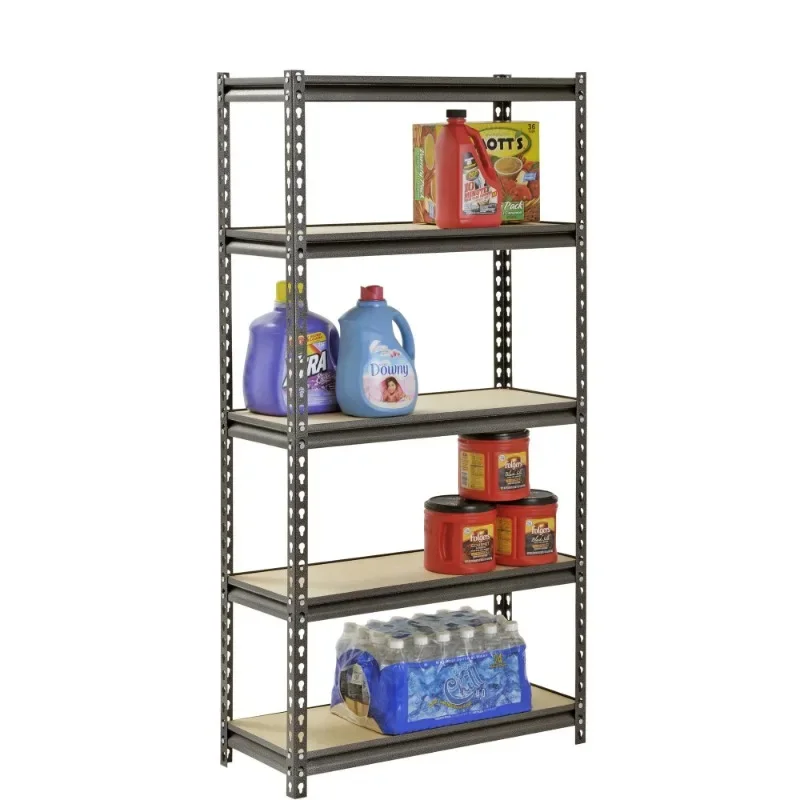 

12" D x 30" W x 60" H, 5-Shelf Steel Shelving, Silver-Vein-Home